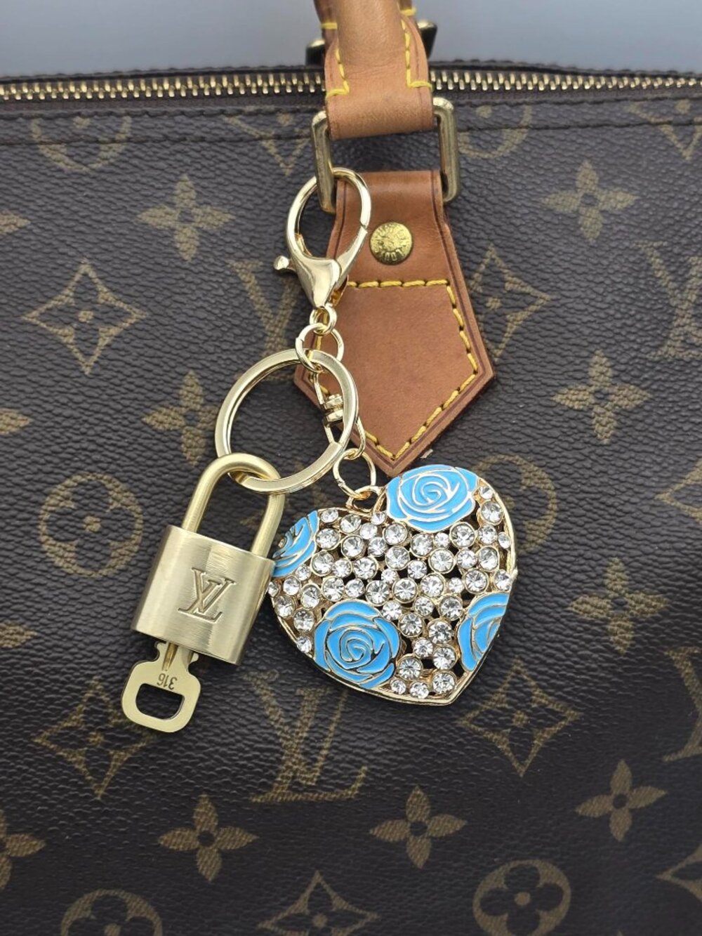 LV Gold Padlock 🔑 Authentic Louis Vuitton Charm + Unbranded Heart Keychain